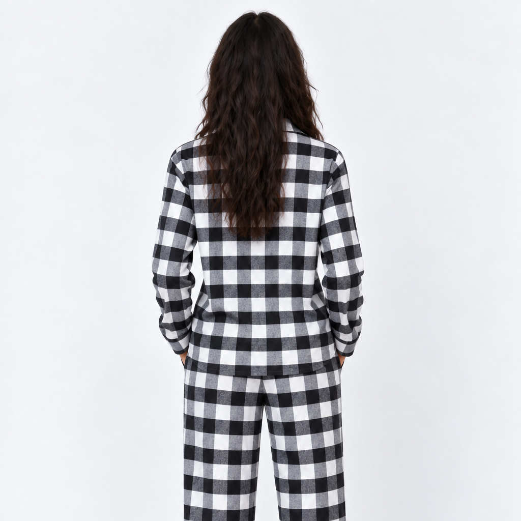 Monochrome Check Pajama Top