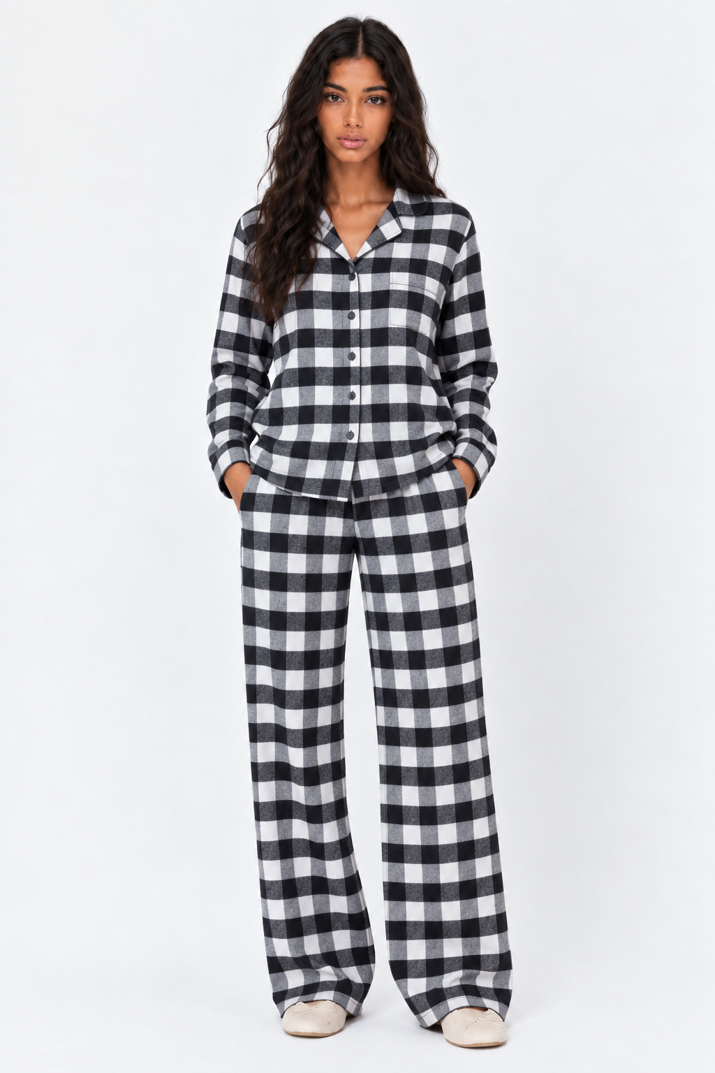 Monochrome Check Pajama Set