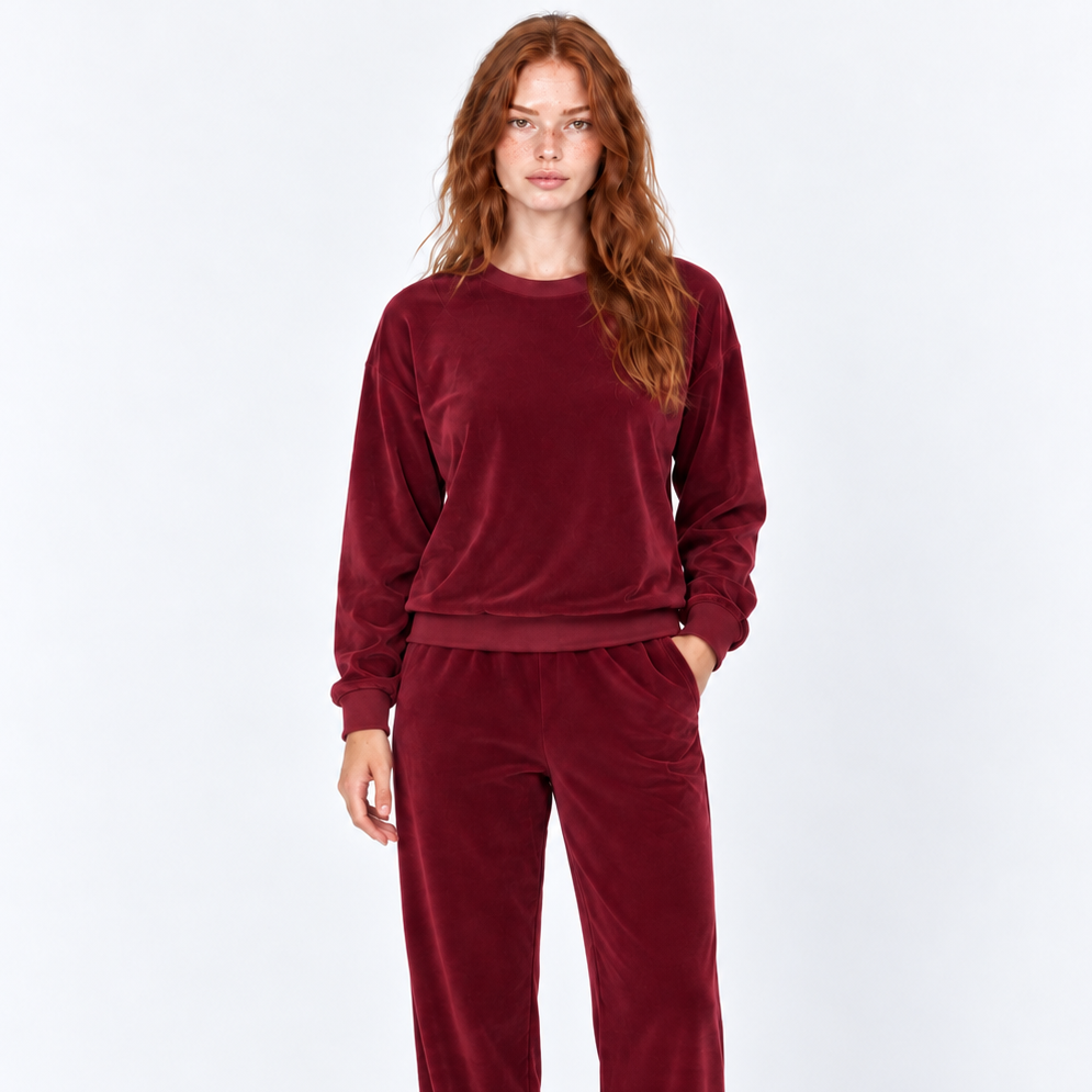 Burgundy Velvet Pajama Top